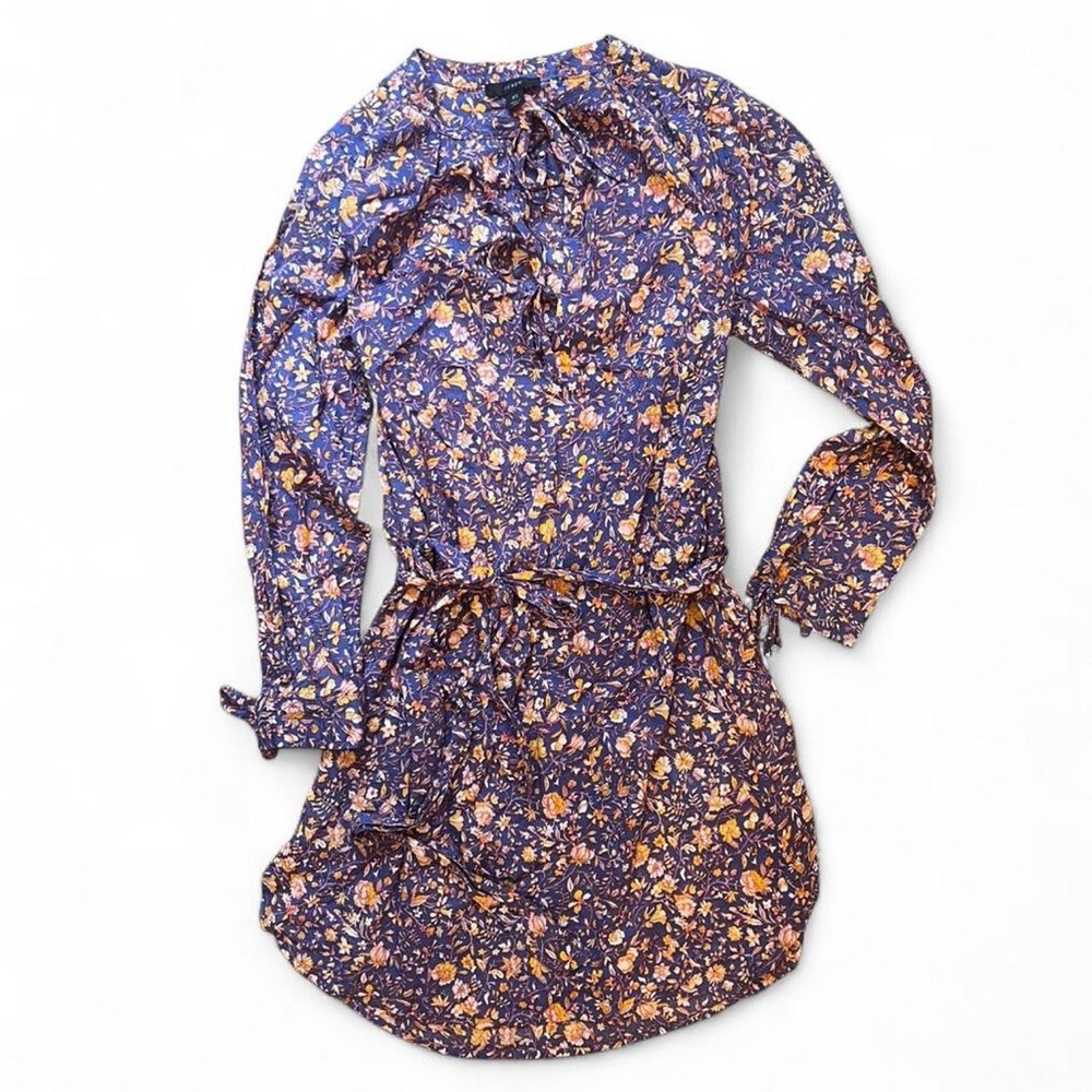 J.Crew Tie-Waist Tunic Beach Dress in "Afternoon Floral" purple print - XS